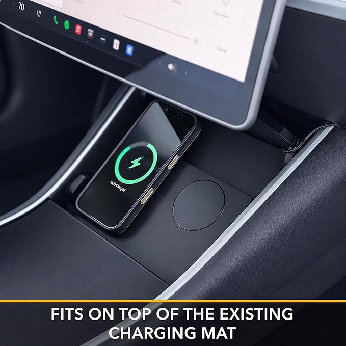 TWRAPS Dual Wireless 2 x 25W Phone Charger for 2017-2020 Tesla Model 3 & Tesla Model Y, 1st Gen Center Console Charging Pad -Works with iPhone 17 Pro Max and iPhone & Android Phones with MagSafe Cases