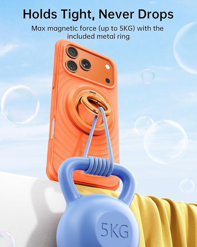 SYNCWIRE Magnetic Phone Ring Holder for MagSafe, 360° Rotation Dual Sided Magnet Grip Cell Phone Ring Stand Finger Kickstand Compatible with iPhone 17 16 15 14 13 12 Pro Max fits MagSafe