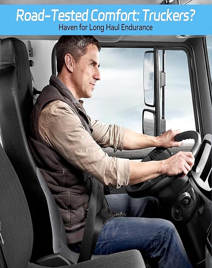 Orthopedic Seat Cushion, L-Shaped Ergonomic Design W/Lumbar - Removes 100% of Tailbone Contact, Cushion for Truck Driver, Workers, Instant Relief Sciatica Pain (Grey)
