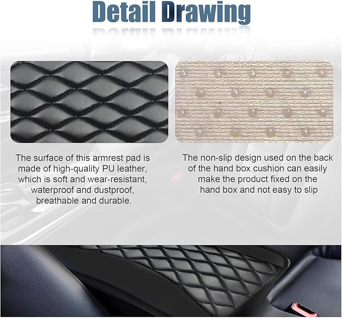 Leather Car Center Console Armrest Pad for Toyota Tacoma 2005-2023, Auto Armrest Cushion, Waterproof Seat Box Cover Protector, Vehicle Interior Decor Accessories, Gray