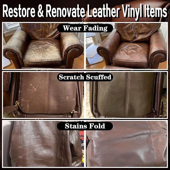 Saddle Tan Leather Dye Light Brown Recoloring Balm Repair Kit Vinyl Car Seat Interior Paint Furniture Couch Recliner Chair Boot Jacket Shoe Bag Purse Color Restorer Fading Scratch Stain Remover