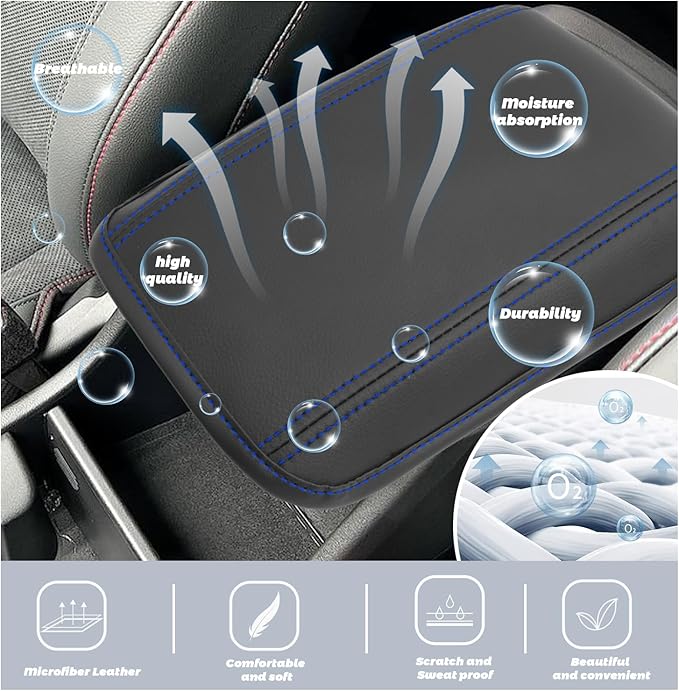 SHAOHAO for 2025 2026 Hyundai Kona Center Console Cover Fit for 2024 2025 2026 Hyundai Kona Accessories (SE, SEL, N Line, Limited Armrest Cover 2025 2026 Kona SX2 Arm Rest Cushion Soft Pad Protector