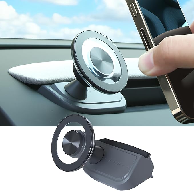 Magnetic Suction Cup Phone Mount for Magsafe for 2025 2026 Tesla Model Y Juniper Driver Side Vent Fixed Holder Strong 2400gf Magnetic iPhone Mount with 360° Rotation One-hand use No Airflow Block