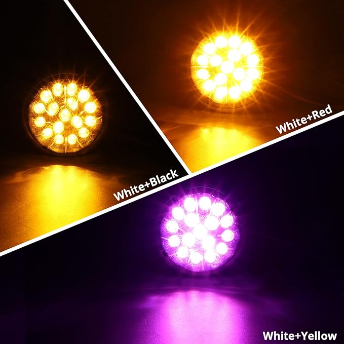 Partsam 1Pc Dual Revolution LED Watermelon Light, Amber Turn Signal and Marker to Purple Auxiliary Light for Truck, Surface Mount, with Stainless Steel Bezel