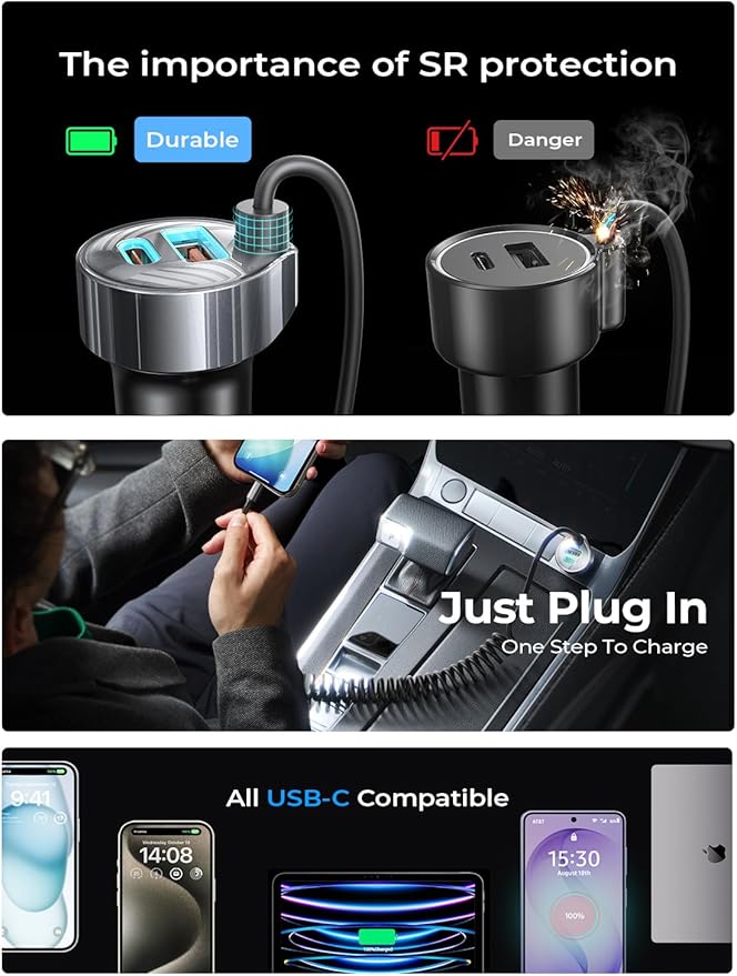 LISEN 90W for iPhone 17 16 15 Pro Max Car Charger USB C Fast Charge,Super Fast for iPhone 17 16 Car Charger USB C Adapter for iPhone 17e 16 15 Pro Max Plus Air,Samsung Galaxy S26 Ultra, Android