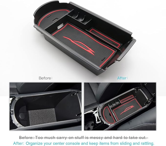 CDEFG Center Console Accessory Organizer Compatible with 2018 2019 2020 2021 2022 CHR C-HR, ABS Material Armrest Box Insert Tray (Red)