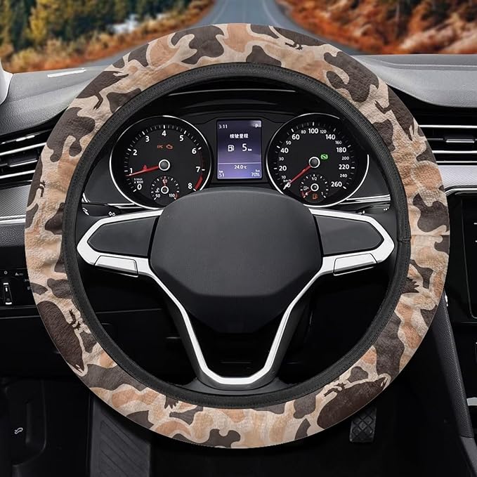 SEANATIVE Duck Camo Hunting Auto Steering Wheel Cover Auto Interior Protector Accessiores,Non-Slip Universal fit 15 inch, for Van Car Sedan SUV