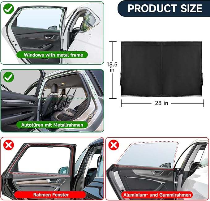 Car Window Shades for Baby, Side Window Sun Shades Blocks Heat and UV Rays Glare,Magnetic Car Privacy Safe Curtains for Back Windows, Camping Accessories