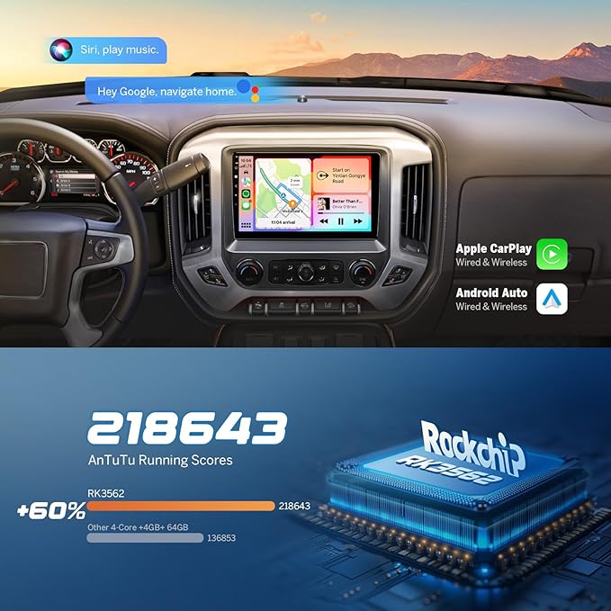 Eonon 10.1 Inch Car Stereo for Chevy Chevrolet Silverado/GMC Sierra 2014-2018, 2015 Silverado Radio CarPlay & Android Auto Head Unit, Android 14 Car Radio with Bluetooth 5.4, SWC, 4+64GB - GMSX7A