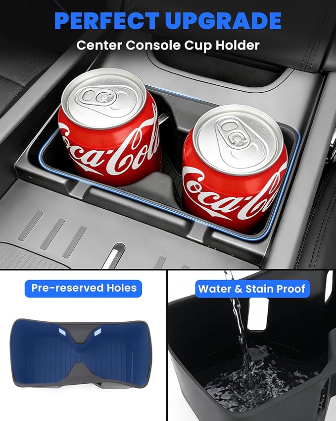 Autorder 3PCS Center Console Organizer for 2024 2025 2026 Hyundai Santa Fe Accessories,Dashboard Storage Box/Cup Holder Insert/Passenger Storage Organizer Tray - TPE Material