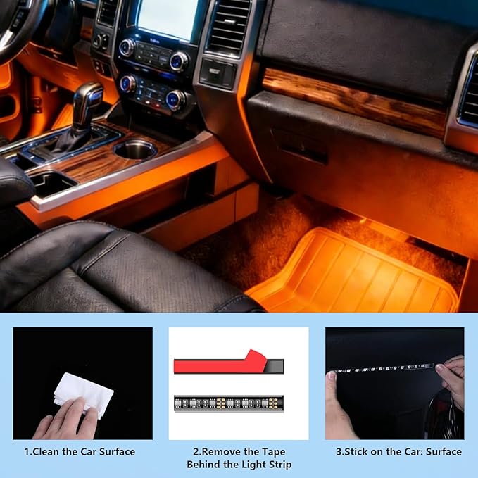 led car Lights Interior,Ambient Lighting car Interior,footwell Lighting for car,APP Control 16 Million Colors Music Sync,DIY Mode Multicolor LED Interior Lights for Cars,Trucks,SUVs,12V Power
