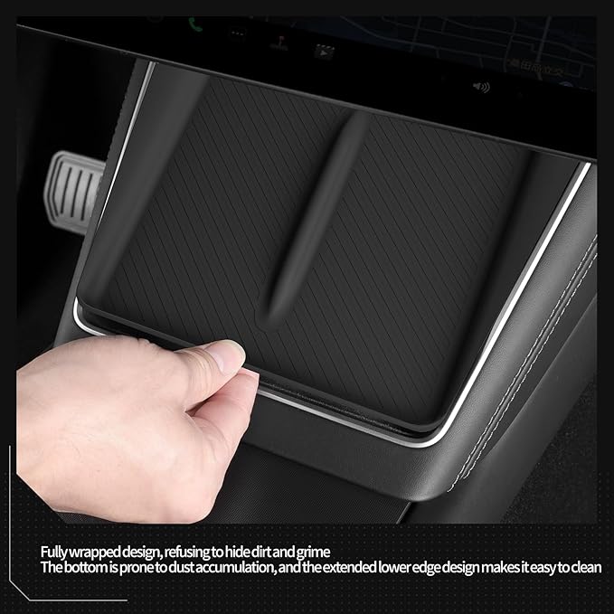 LUCKEASY for 2026 2025 Tesla Model Y Juniper New Center Console Wireless Charging Pad Non-Slip Silicone Mat Wireless Charger Mat for Model Y Accessories Black
