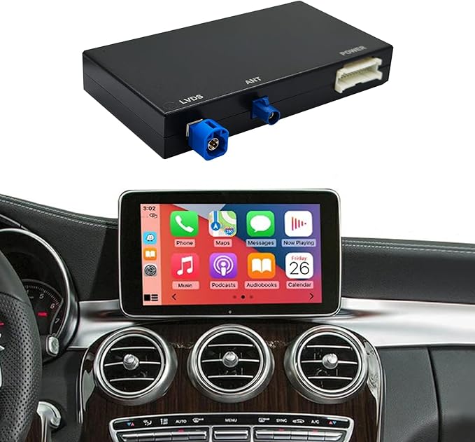 Wireless Carplay Retrofit Kit Decoder Module for Mercedes Benz NTG5.0 B C GLC CLA GLA Class W205 2015-2018 Year, Support Wireless Android Auto, Reverse Camera, Original Car OEM Control