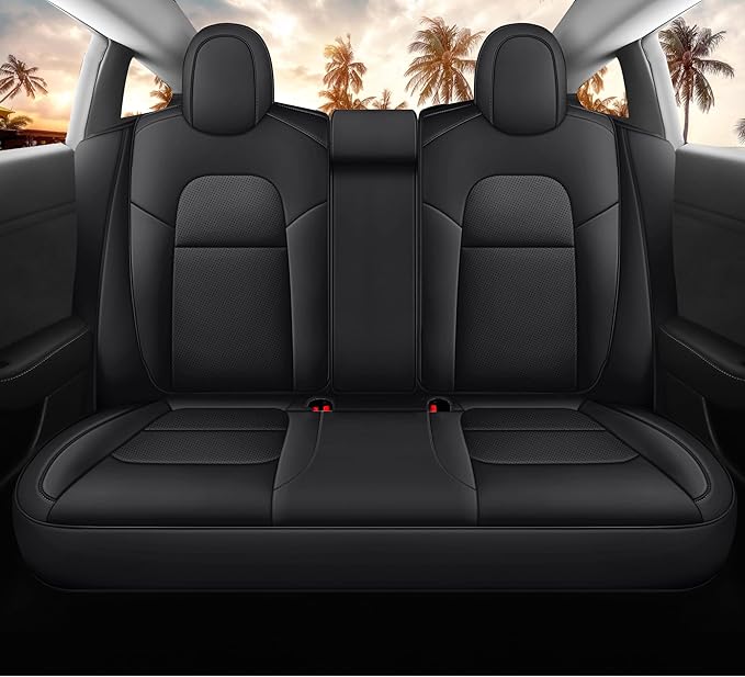 Custom Fit 2017 2018 2019 2020 2021 2022 2023 Tesla Model 3 Seat Cover Waterproof Seat Protects (Black-Model 3)