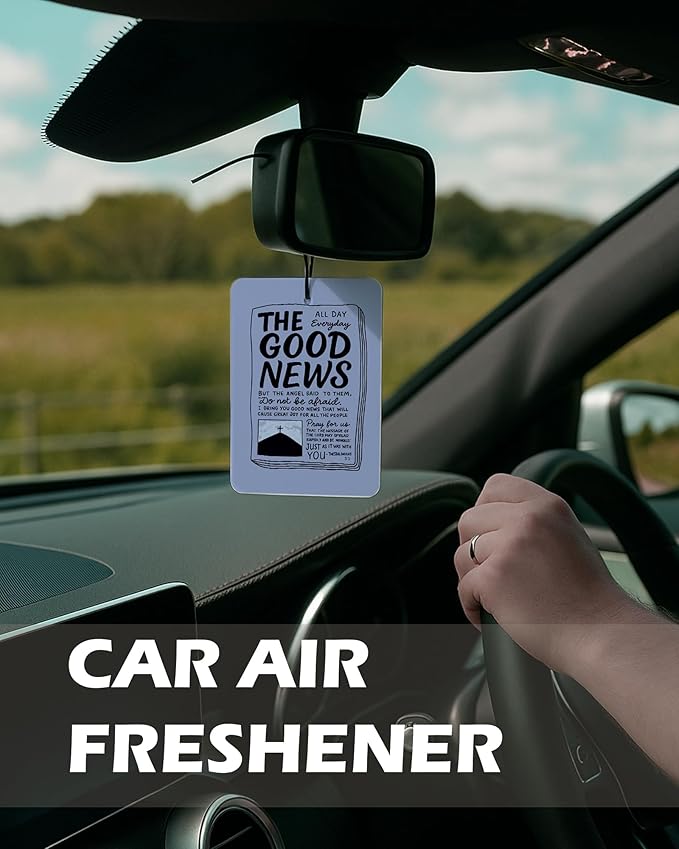 Retro Blue Christian Car Air Freshener 4 Pcs, Neutral Bible Verses Hanging Air Freshener for Cars Bathroom Dorm Books Decor, Vintage Religious Accessories Gifts for Women Men