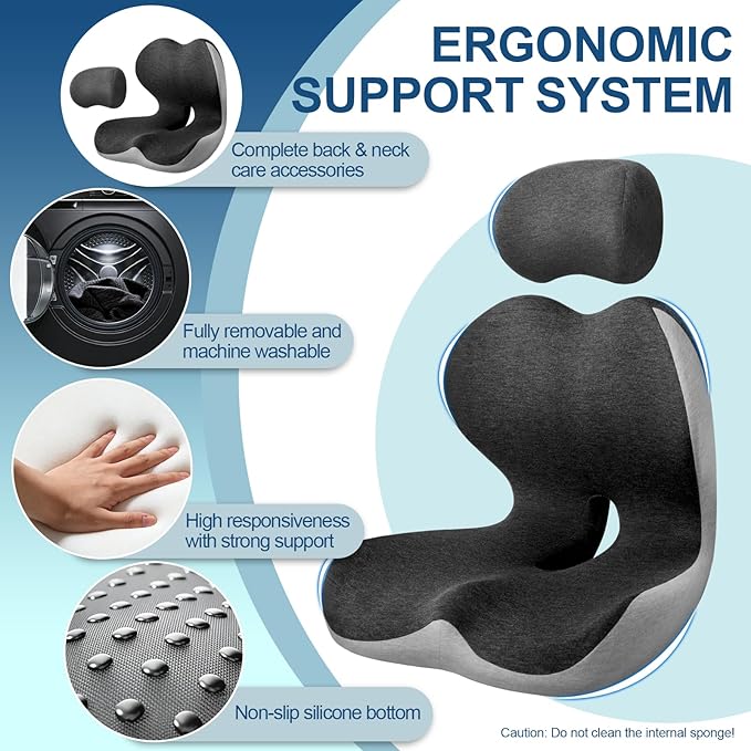 Truck Seat Cushion for Long Driving, Cushion for Car Seat Driver for Comfort, Made of Memory Foam, for Tailbone, Back, and Sciatica