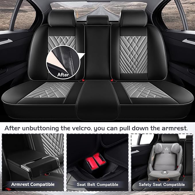 Truck Seat Covers for Ram 2500 2009-2026, Waterproof Premium Leather Full Coverage Car Seat Cover, Muscle Sport Style Auto Interior Seat Cover Sets (Full Set/Black Gray)