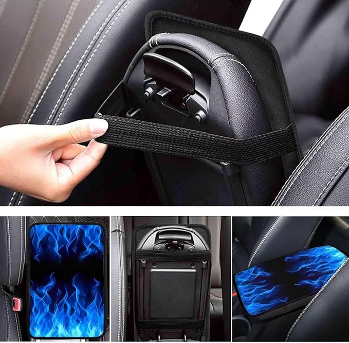 Blue Flame Auto Armrest Box Cover Car Arm Rest Seat Storage Box Mat Arm Rest Cushion Pads Dog & Cat Paws Protector for SUV/Truck Vehicle