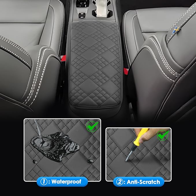 2019-2026 XC40 Center Console Cover for Volvo XC40 (Core/Plus/Ultra/Ultimate/Momentum/R-Design/Inscription), Cushion &Comfy Leather Armrest Cover 2023 2024 2025 XC40 Accessories (Padded)