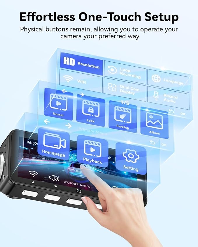 FOCUWAY Dash Cam Front and Rear, Real 4K@30fps/2K@60fps+1080P@30fps Dash Camera for Car, Touchscreen, Voice Control, with GPS WiFi, HDR Night Vision, 64GB Card, 160 Wide Angle, 24H Parking Mode