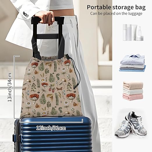 Car Trash Bag Large Hanging Can for Back of Seat, Cute Waterproof Car Garbage Bag for Vehicle, Travelling, Outdoor Cute Boho Beige Mushroom