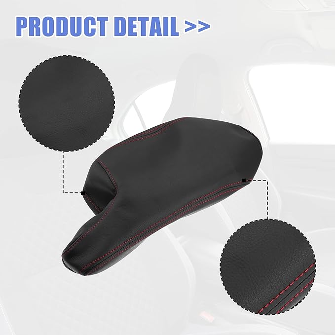 X AUTOHAUX Car Center Console Armrest Cover for Mazda 3 2014-2016 Faux Leather Interior Arm Rest Cover Elbow Cushion Pad Black Red Stitches