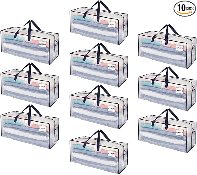 VENO 10 Pack Heavy Duty Moving Bags with Backpack Straps, Zippers & Handles, Extra Large Packing Bags for College Dorm Essentials, Moving Supplies Alternative to Cardboard Moving Boxes