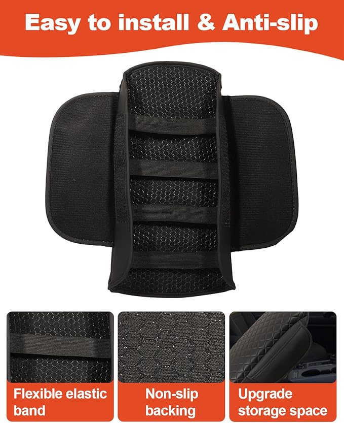 for Bronco Sport Center Console Armrest Cover 2026 2025 2024 2023 2022 2021 Bronco Sport Accessories Black with Pockets Upgrade Arm Rest Pad Console Cushion Lid