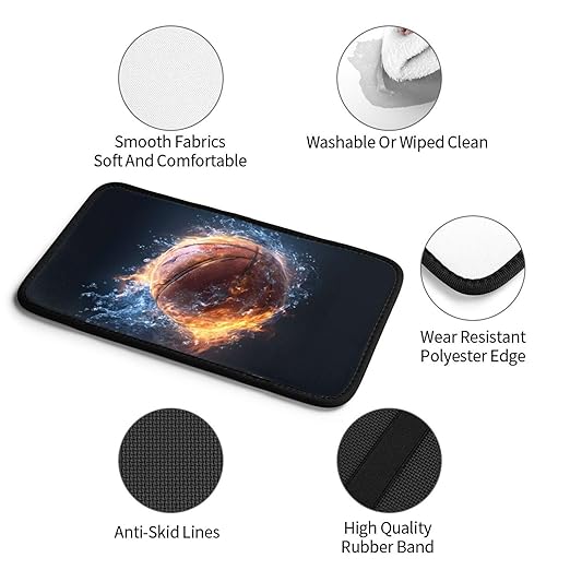Basketball with Fire and Water Car Auto Armrest Cushion Cover Accessories Center Console Seat Box Pad Protector Universal Decoration for Most Vehicle SUV Truck
