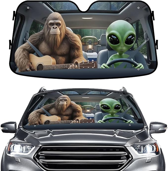 GENANY Bigfoot Windshield Sun Shade for Car SUV Truck (55x30 Inches), Front Window Visor for Windows, Protector Blocks UV