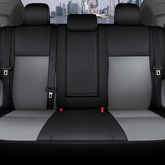 AOMSAZTO Car Seat Covers for Toyota Corolla 2014 2015 2016 2017 2018 2019 L,LE,LE Eco,Plus Sedan Car Seat Cover Full Set Waterproof, Custom Fit Full Set Faux Leather (Black+Gray, 2014-2019 Corolla)