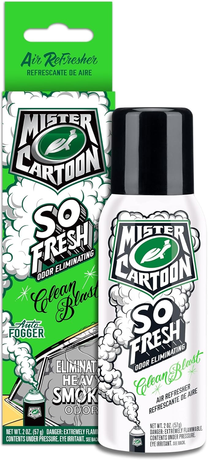 Turtle Wax X Mister Cartoon 54227 So Fresh Odor Eliminating Fogger Car Air Freshener, Long Lasting Scent, For Car and Home, 2 oz. (Pack of 1), Clean Blast Fragrance