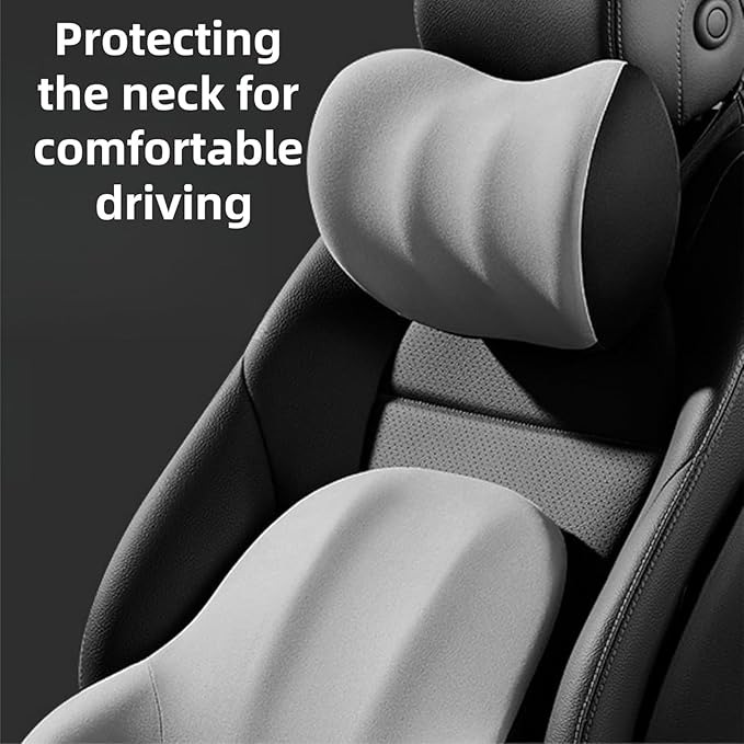 Car Headrest Lumbar Support Cushion for Toyota Corolla Cross 2022 2023 2024, Ergonomic Car Seat Headrest Cushion for Neck Back Pain Relief Memory Foam Breathable Removable Cover for Office Chair Car
