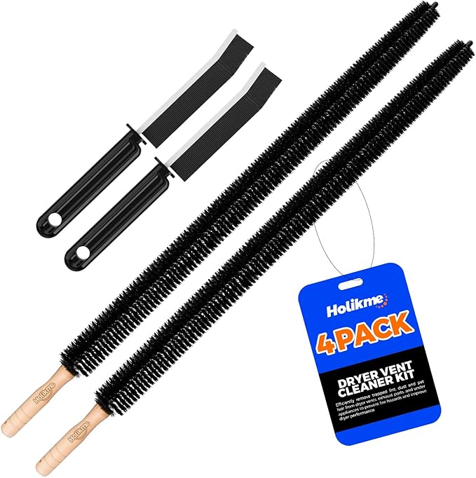 Holikme Dryer Vent Cleaner Kit 2 Pack - Household Cleaning Supplies,Long Flexible Refrigerator Coil Brush Radiator Brush,Dryer Lint Brush Home Essentials for Lint Trap Dust Vacuum Brush