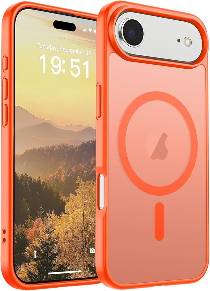SUPFINE Magnetic for iPhone Air Case (Compatible with MagSafe)(Military Grade Drop Protection) Slim Translucent Matte Shockproof with Anti-Fingerprint Phone Cover for 17 Air,Orange