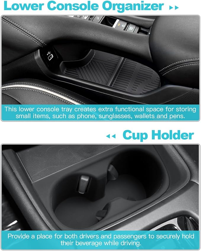 CDEFG 3Pcs for 2023 2024 2025 2026 Honda HR-V Center Console Organizer Tray for 2023-2026 Honda HR-V(Sport,EX-L,LX) Accessories Lower Console Armrest Tray Storage Box Cup Holder