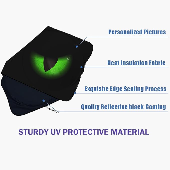 Green Eyes Car Windshield Sun Shade Foldable Sunshade Front Window Cover Sun Visor Protector Accessories (59x27.5 inches)