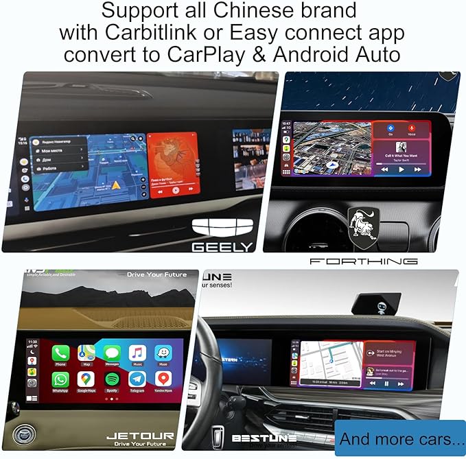 NCP0036 CarKit CarBitLink x Baic Jetour Geely Chery Jac Gac Dongfeng Forthing Hongqi Changan, Wired Carbitlink Smartlink Phonelink Easy Connect to Wireless CarPlay Android Auto Adapter