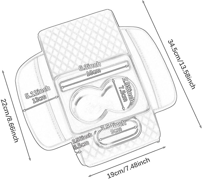 Car Center Console Pad PU Leather Armrest Organizer with Tissue Box Slot for Vehicles, Style D