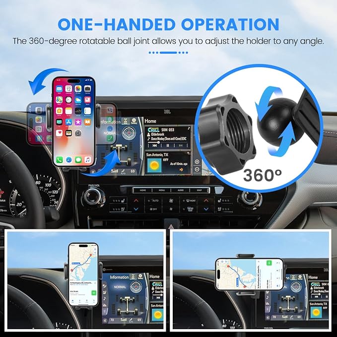 Car Phone Holder Fit for Toyota Highlander 2020-2025 L LE XLE XSE Accessories (Only fit for 8-Inch Screen), Cell Phone Mount Hands-Free 360° Rotation Automobile Cradles