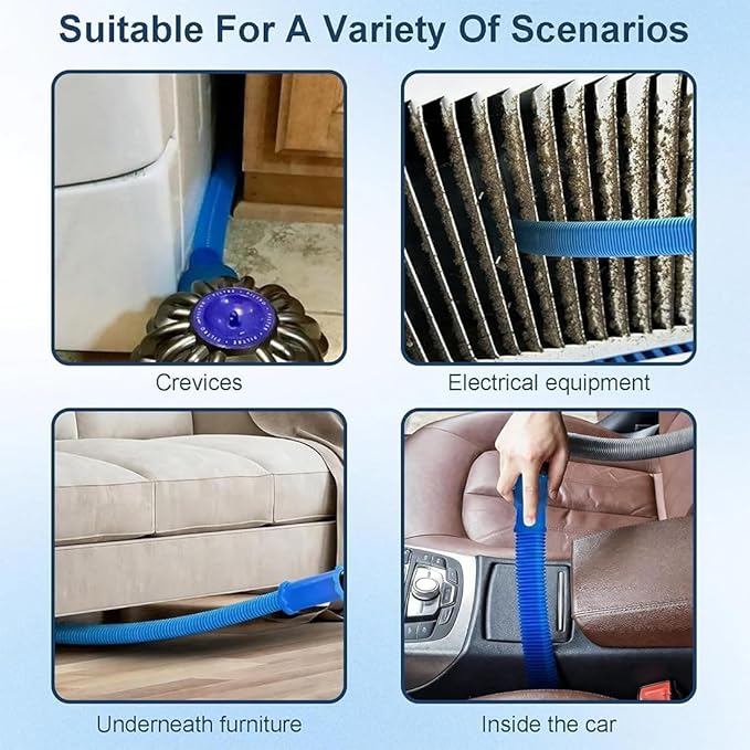 Dryer Vent Cleaner Kit – Flexible Brush & Universal Vacuum Attachment for Lint Removal, Dryer Duct and Vent Cleaning Tool for Dryer, Washer, Car Vents & Air Ducts