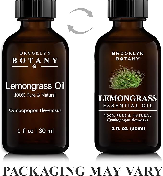 Brooklyn Botany Lemongrass Essential Oil - 100% Pure and Natural - Premium Grade Oil with Dropper - for Aromatherapy and Diffuser - 1 Fl Oz