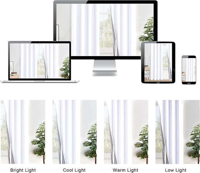 XWZO 100% Blackout Curtains 63 Inches Length with Tiebacks- Full Shade Window Drapes Thermal Insulated Double Layer with Black Liner for Bedroom/Living Room, Grommet Top, White, W52 x L63, Set of 2