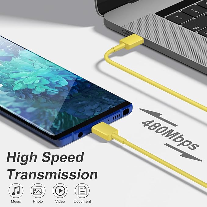 USB C Charger Type C Charger Fast Charging 10FT 45W Samsung Chargers 2-Pack with iPhone Air/17/17 Plus/17 Pro/17 Pro Max/16/16 Plus/16 Pro/16 Pro Max/15/15 Pro Max/iPad Pros/Galaxy S25 S24(Yellow)