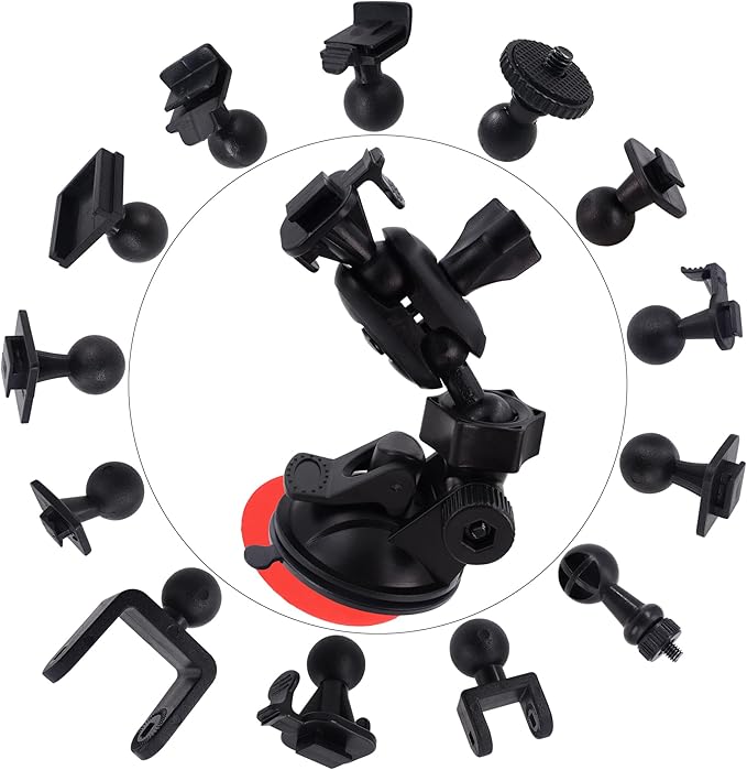 Dash Cam Suction Mount - Windshield & Dashboard Suction Cup Mount Holder/w Various Joints for Yi/Rove/Rexing/Falcon/Old Shark/VANTRUE/KDLINKS/WheelWitness/...(On-Dash Cameras Suitable)