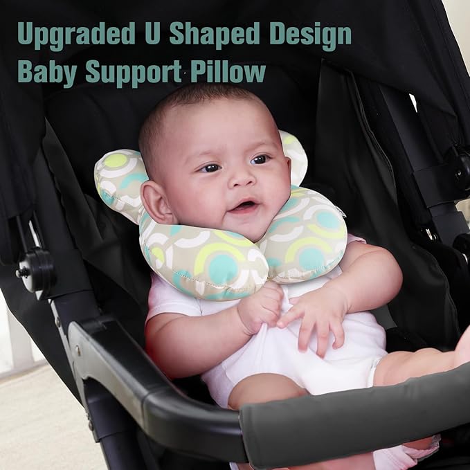 KAKIBLIN Baby Travel Pillow, Baby Neck Pillow Babies Head Support for Car Seat, Babies Neck Support Pillows for Car Seat, Stroller, Pushchair, Circle
