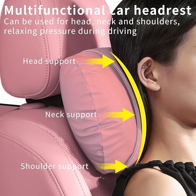 Car Headrest & Lumbar Support Set,Premium Skin-Feeling Napa Leather Soft and Comfortable Headrest,Car Seat Headrest Pillow Waist Support Car Interior Accessories for Driving Home Office