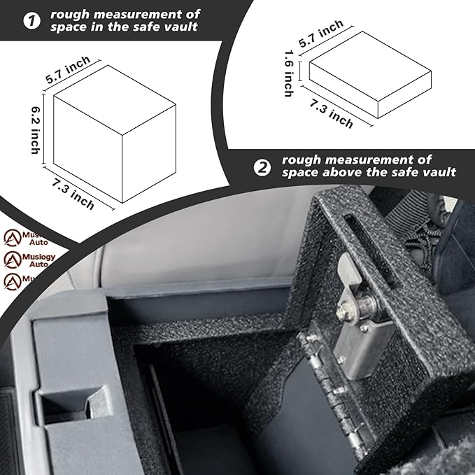Muslogy Auto Center Console Organizer Safe Vault Lock Box Armrest Storage Compatible With Ford Maverick 2022-2025 2026 Center Console Insert Security Vault Organizer with 4 Digit Combo Password