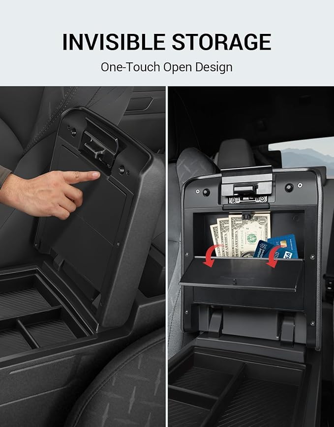 Ecarzo 3PCS Center Console Organizer for 2024 2025 2026 Toyota Tacoma Armrest Hidden Storage Box, Maximize Space & Reduce Clutter, Tacoma Interior Accessories