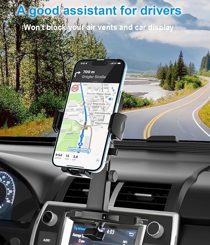 CD Slot Phone Holder for Car [Height Adjustable] Car Phone Holder CD Player Mount with One Button Release Clamp for iPhone 15 Pro Max Plus 14 13, Galaxy S23, Fire, All 4-7" Mobile Phones